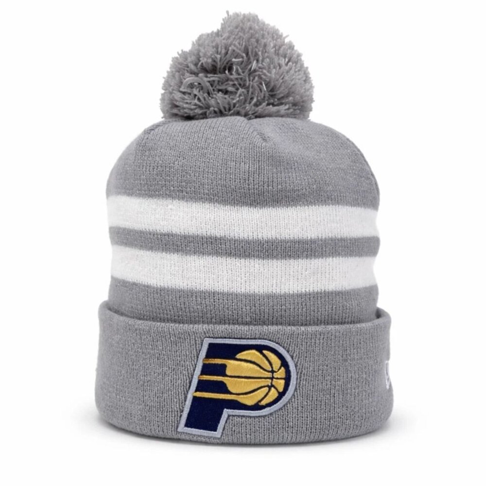 Indiana Pacers NBA Pom Pom Beanie Knit Hat Gray New #8